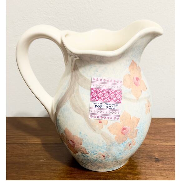 NWT: Farval Ceramics - Hand Painted, Floral, Ceramic Pitcher - Picture 2 of 4